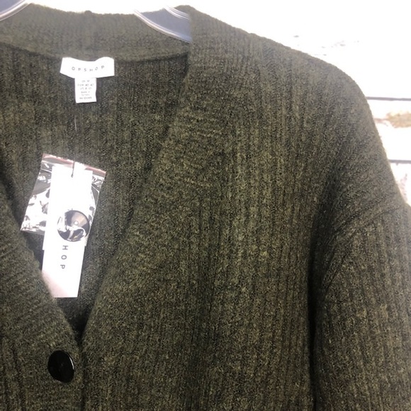 ✨ NWT Topshop olive green button up cardigan M - Picture 5 of 8